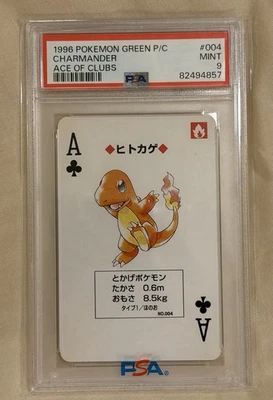 Pokemon Green Charmander Ace of Clubs Playing Poker Card 1996 PSA 9 MINT - Image 1 of 2
