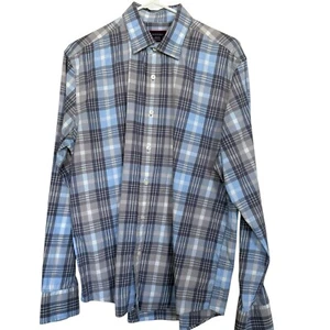 UnTuckit Men’s Sz M Cotton Blue Plaid Long Sleeve Shirt - Picture 1 of 7