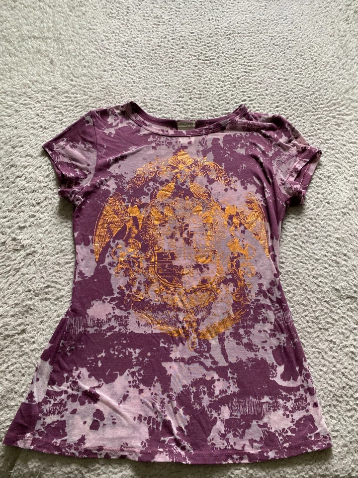 Camiseta Feminina Vintage Maurices Geométrica Transparente Glitter Manga Curta Gola Redonda Tamanho M - Imagem 1 de 4