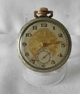 1922 Illinois Open Face 25yrs Gold Filled Pocket Watch 12s 17j Gr: 405 Running - Picture 1 of 11