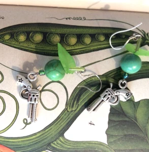 Peashooter and Bead Earrings in Silver Heart Gift Box - Picture 1 of 2