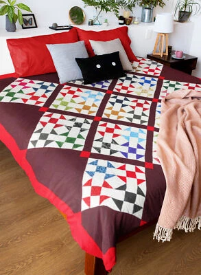 Red, White & Blue Ohio Star design FINISHED QUILT - Graphic & Unique Scrap Quilt - Image 1 of 4