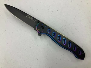 M-TECH Stunning Iridescent Stainless Steel Folding Knife- Item# MT-428 - Picture 1 of 11