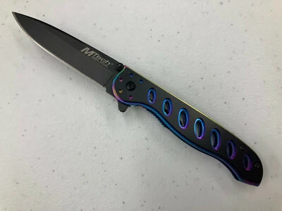 M-TECH Stunning Iridescent Stainless Steel Folding Knife- Item# MT-428 - Image 1 of 4