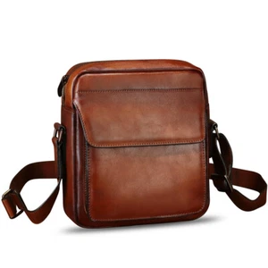 Borsa a tracolla in vera pelle da uomo vintage messenger bag - Foto 1 di 14