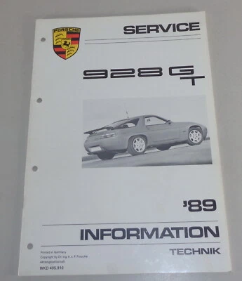 Manual de Taller/Servicio Información Tecnología Porsche 928 Gt Año Modelo 1989 - Imagen 1 de 4