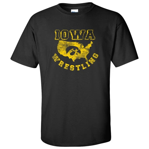 Iowa Hawkeyes USA Wrestling T-Shirt - Black Cover
