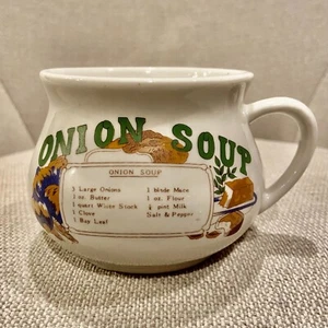 Vintage Onion Soup Recipe Mug Cup Bowl Ceramic with Handle - Picture 1 of 9