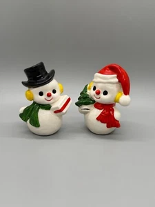 Vintage Lefton Giappone Pupazzo di Neve Sale Pepe Shaker Natale Kitschy - Foto 1 di 14