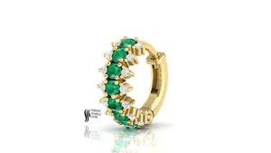ANELLO/PIERCING NASO IN ORO MASSICCIO 14K CON SMERALDO E DIAMANTI - Foto 1 di 7