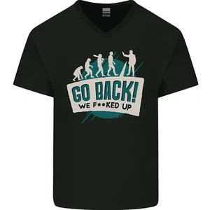 Go Back We Fooked Geschnürt Evolution Umgebung Herren V-Neck Baumwolle - Picture 1 of 43