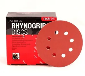 125mm 5" Indasa Red Line Sanding Discs Orbital Sandpaper Hook & Loop Pads 8 Hole - Picture 1 of 4