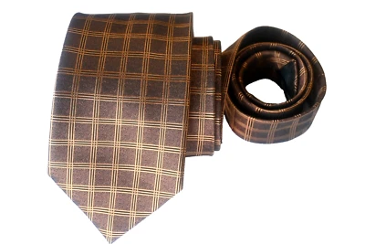 KENNETH COLE MEN'S TIE BROWN/GEOMETRIC Width: 3.50" Length: 57" - Image 1 of 3