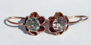 Vintage Earrings alexandrite stones Gilt Silver 875 test star USSR times Jewelry - Picture 1 of 9