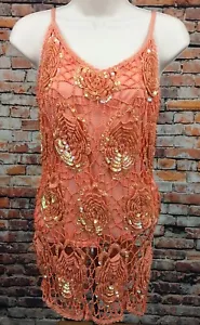Nuova canotta Anna Rossi Couture da donna con perline di pesca rosa taglia M - Foto 1 di 6