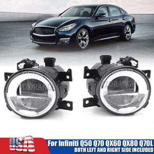 PAIR LED Front Bumper Fog Light Driving Lamp For Infiniti Q50 Q70 QX60 QX80 Q70L - Picture 1 of 11