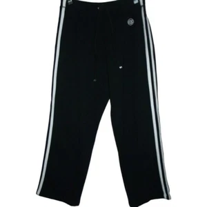 Oleg Cassini Track Pants Small Black White Leg Stripe athletic Jog lounge sweat - Picture 1 of 9