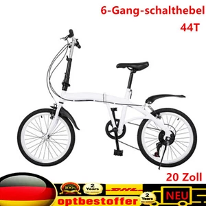 20" Zoll Weiß Erwachsene Faltrad Klappfahrrad 6-Gang Klapprad Camping City Bike - Bild 1 von 13