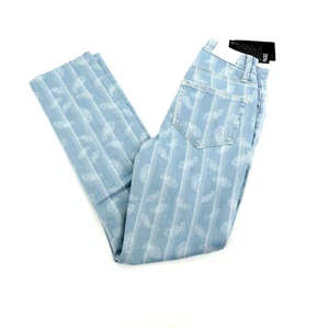Pantalones de mezclilla Paige para mujer lavados claros con estampado de cachemira talla 23 nuevos con etiquetas $229 - Imagen 1 de 5