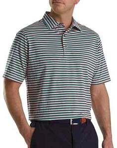 Footjoy FJ Multi Stripe Lisle Self Collar Polo Stretch Pro Dry Golf Shirt Top XL - Bild 1 von 4