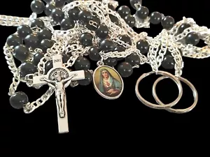GÜRTELGEWOHNHEIT ROSENKRANZ Unsere Liebe Frau von den sieben Leiden schwarze Perle Mater Dolorosa - Bild 1 von 3