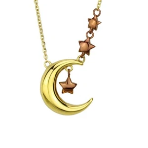 Collana Luna e Stelle in Acciaio Inox Placcato Oro con Prolunga 2 Pollici TK316 - Foto 1 di 1