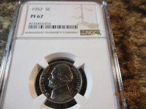 1952 JEFFERSON NICKEL PROOF NGC PR 67   016 - Picture 1 of 2