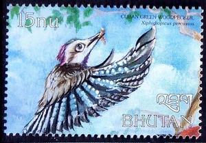 Cu ban Green Woodpecker (Xiphidiopicus percussus), Birds, Bhutan 1999 MNH - Picture 1 of 1