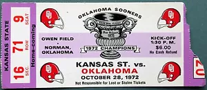 1972 Kansas State Wildcats vs Oklahoma Sooners football ticket stub seat 9 - Picture 1 of 2