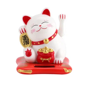 Solar Powered Cute Waving Cat Good Luck Wealth Welcoming Cats Home Display Car - Picture 1 of 11
