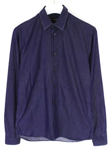 J.Lindeberg David CL Refined Denim Shirt Men Small Buttoned Spread Collar Blue - Picture 1 of 7