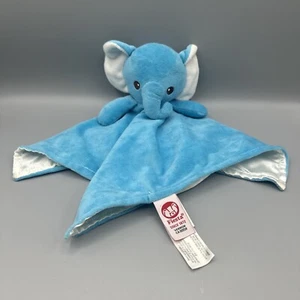 Fiesta Elephant Security Blanket Rattle Lovey Plush Blue Satin Back *READ* - Picture 1 of 12