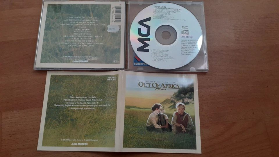 CD JOHN BARRY (Composer) Out of Africa MCA 1986 OSCAR BESTE FILMMUSIK O.S.T. - Bild 1 von 1