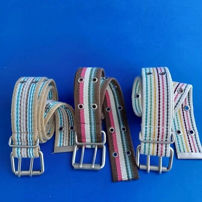 3 cinturones Aeropostale de lona con doble ojal a rayas M ~ 38 pulgadas cada uno ver fotos Foto 1 de 4