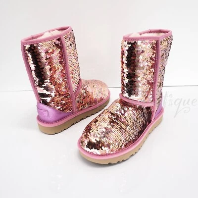 NIB UGG 1094982 Women’s Classic Short Sequins Sparkle Pink Winter Boots Size 6 - Image 1 of 4