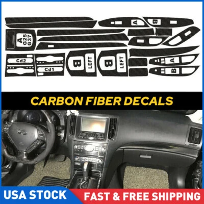 For Infiniti G25 G37 2009-2013 3D-Carbon Fiber Pattern-Interior DIY Trim-Decals - Image 1 of 4