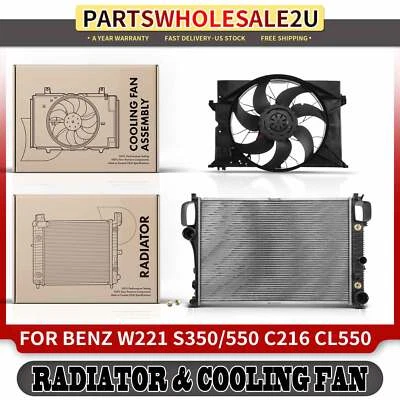 New Radiator & Cooling Fan Assy Kit for Mercedes-Benz W221 S350/550 C216 CL550 - Image 1 of 4