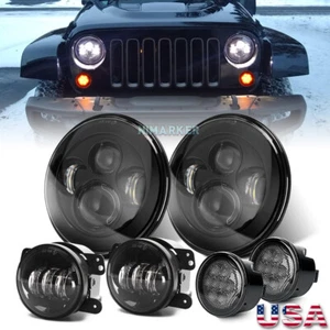 Combo Set 7'' Headlights+Fog Light+Turn Signal Lamp For Jeep Wrangler JK 2007-18 - Bild 1 von 15