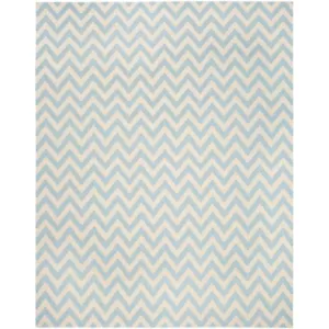 SAFAVIEH Dhurries DHU557B Handwoven Blue / Ivory Rug - Picture 1 of 26