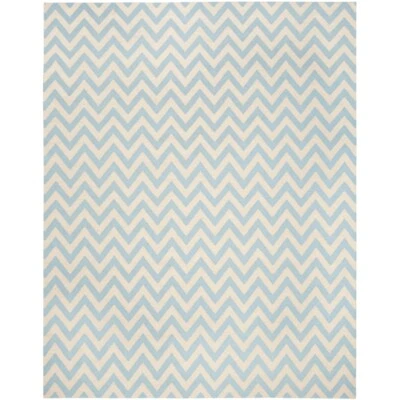 SAFAVIEH Dhurries DHU557B Handwoven Blue / Ivory Rug - Image 1 of 4