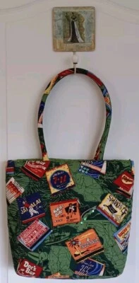 SASHA СУМКИ INC НЬЮ-ЙОРК MATCHBOOK ПЕЧАТИ МАТЕРИАЛ ПОКРЫТЫЙ СОЛОМЕННАЯ СУМКА W/BLING - Изображение 1 из 4