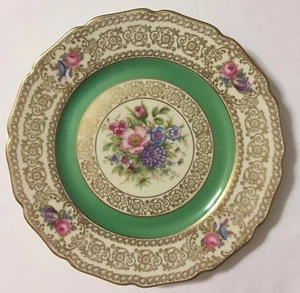 Rosenthal Salat-/Dessertteller grün floral gold überzogen 7 5/8" - Bild 1 von 9
