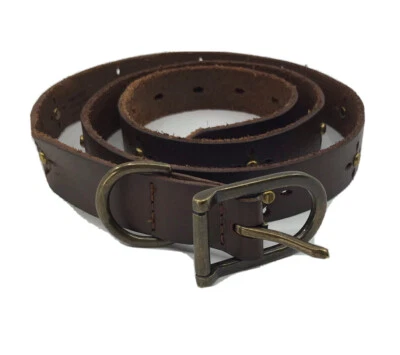 "Cinturón estilo occidental de cuero marrón hueco largo marrón bronce tachonado floral 42"" de largo" Foto 1 de 4