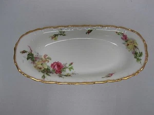 T.V. LIMOGES OVAL TRAY ~ WHITE with PINK ROSES 12 1/2" ~ VINTAGE - Picture 1 of 1