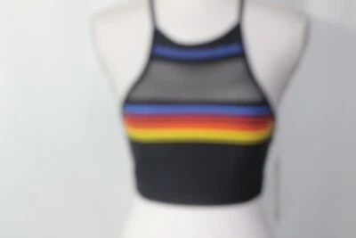 NOVO SUTIÃ ESPORTIVO C&C California preto tamanho XS painel de malha, listras (B114) - Imagem 1 de 4