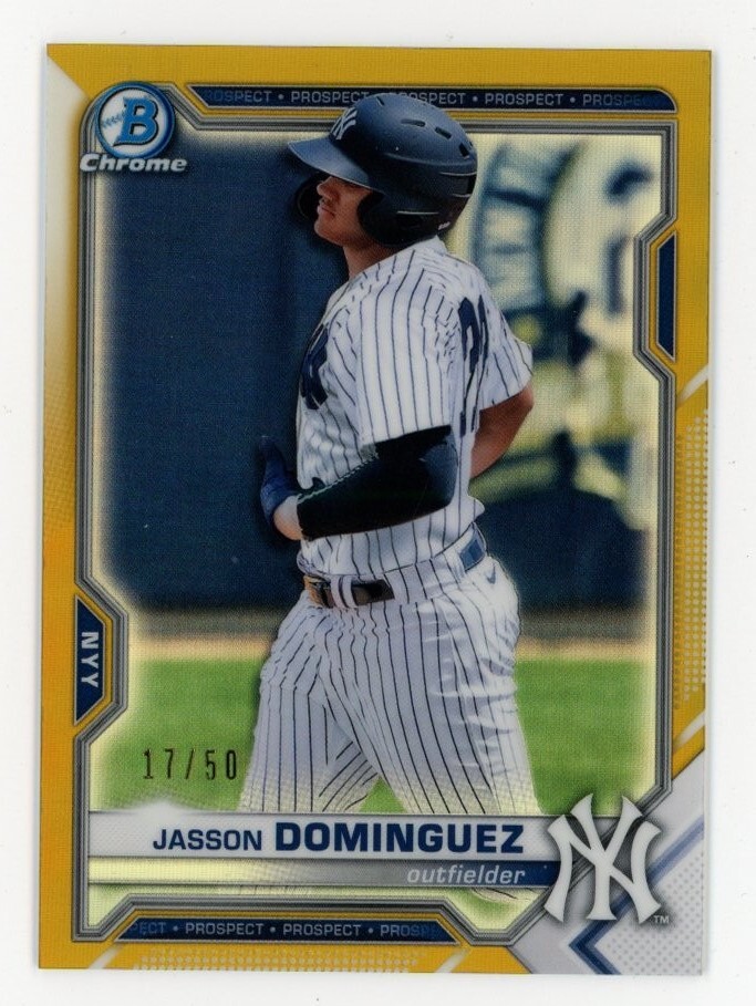 2021 Bowman Chrome JASSON DOMINGUEZ Rookie Card RC GOLD REFRACTOR #/50 BCP-13 SP