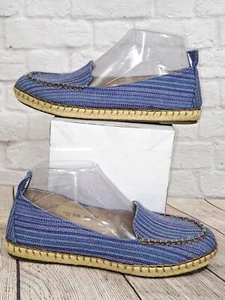 Born Sitton blau gestreift Tweed Stoff Espadrille Flats Slipper Halbschuhe Gr. 7/38 - Bild 1 von 10
