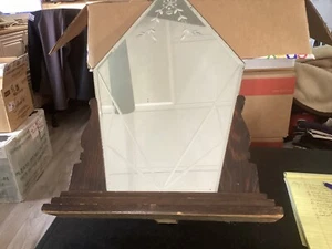 Old Heavy Side Board / Dresser Top Etched Mirror - Picture 1 of 17