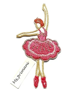 Embroidered Ballerina Iron/Sew Patch Pink Ballet Dress Leotard Tutu 9.5x5.2CM - Foto 1 di 2