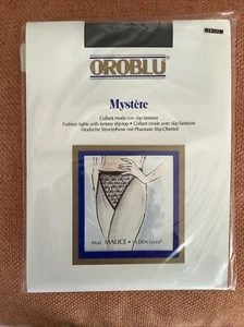 OROBLU Italian Sheer Designer Embroidered Panty Top Pantyhose Tights Grey Small - Picture 1 of 6